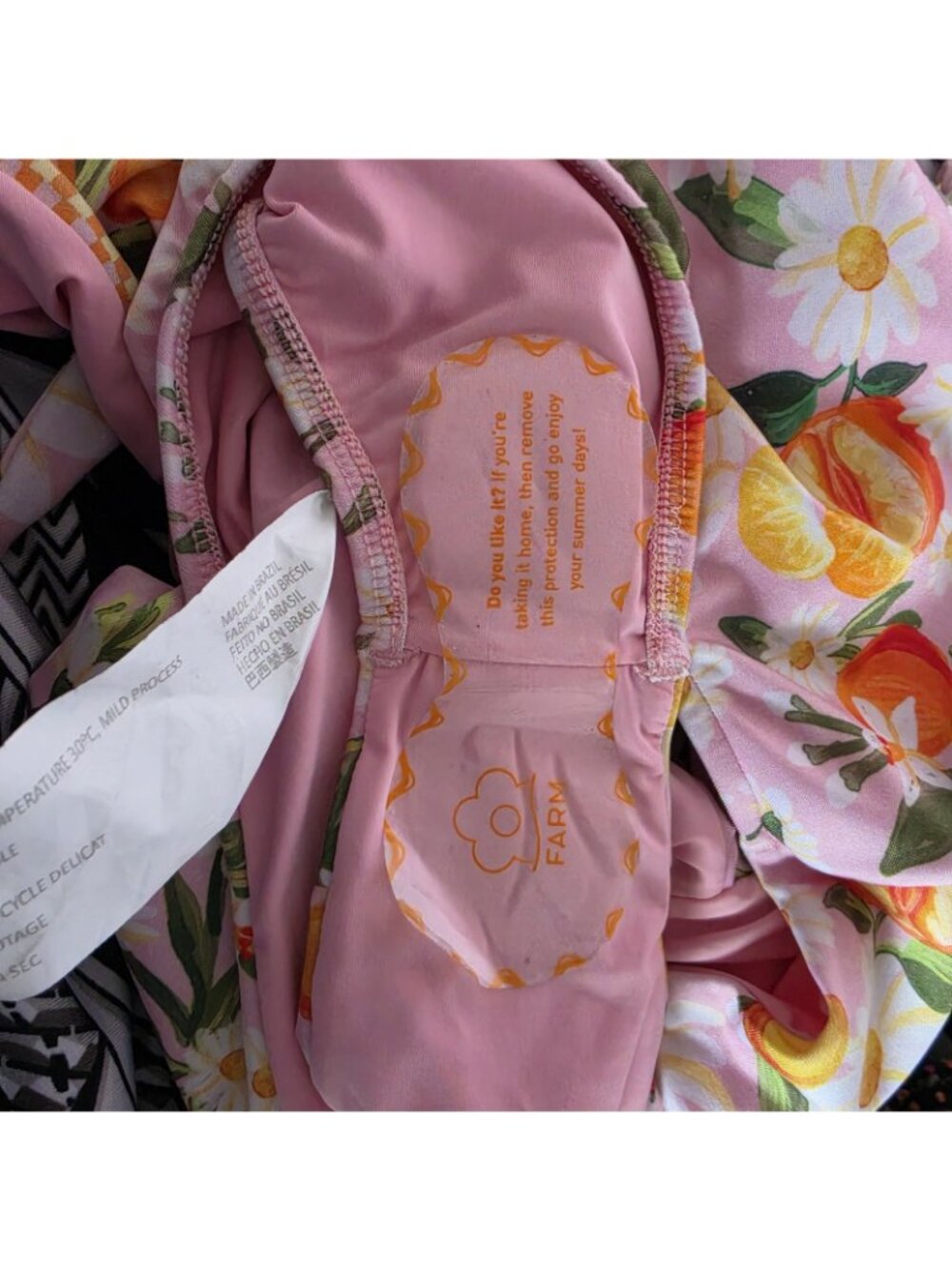 Farm Rio Pink Citrus Daisy Floral Cutout Halter One Piece Swimsuit Women’s M - Picture 5 of 7